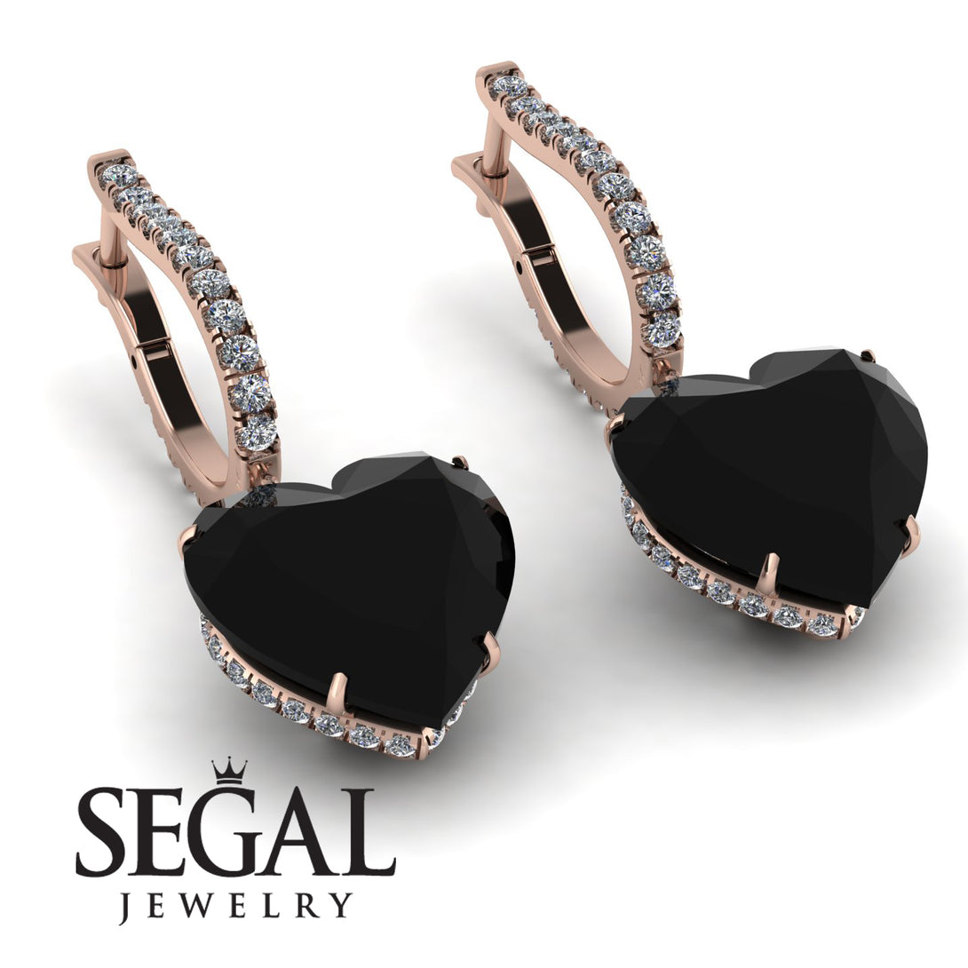 Heart Black Diamond Earrings - Noelle No. 8